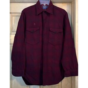 VTG 60s Pendleton Pure Virgin Wool
Mens Shirt XS/S Button Up Burgundy‎ READ